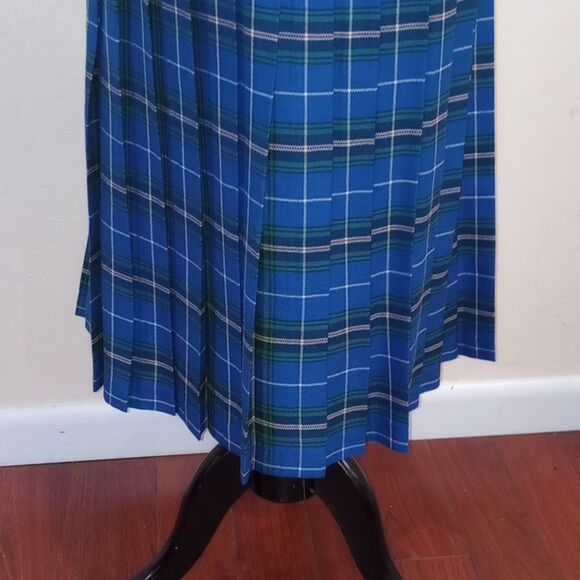 Nova Scotia by Bonda Tartan Skirt Kilt Pleated Front Plaid Blue, Size 14 - Picture 6 of 10